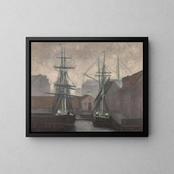 Quai de commerce du Groenland, Christianshavn, København - Vilhelm Hammershøi — indrammet kunstværk på væggen