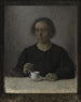 Ida Hammershøi, kvinden af kunstneren med en kop te - Vilhelm Hammershøi — visning af kunstværket