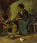 Landbrugsmaleri med madlavning ved pejsen - Vincent van Gogh — visning af kunstværket