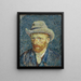 Selvportræt med gråt filthat - Vincent van Gogh — indrammet kunstværk på væggen
