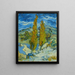 To piletræer i Alpilles nær Saint-Rémy - Vincent van Gogh — indrammet kunstværk på væggen