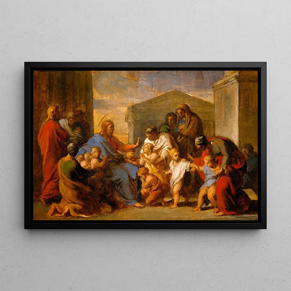 Le Christ velsigner børnene - Vincenzo Camuccini — indrammet kunstværk på væggen