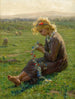 en pige med blomsterkrans - Virginie Demont - Breton — visning af kunstværket