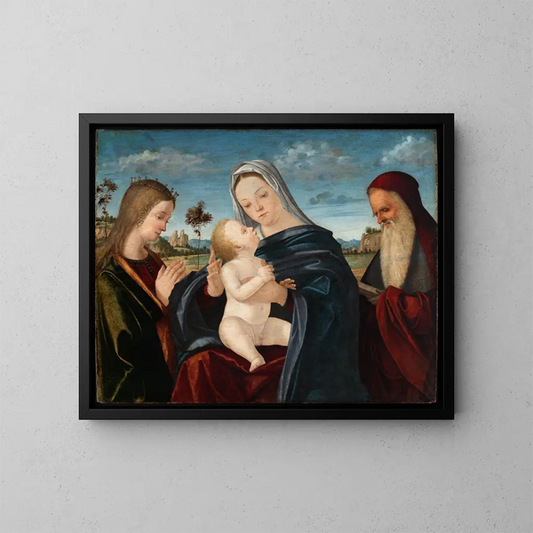 Marie med Barnet og de hellige Catherine og Jerome - Vittore Carpaccio — indrammet kunstværk på væggen