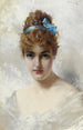 Portrait af en ung kvinde i hvid - Vittorio Matteo Corcos — visning af kunstværket