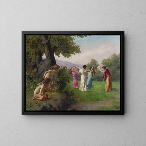 Vittorio Reggianini's Maleri af Spionerende deres mål — indrammet kunstværk på væggen