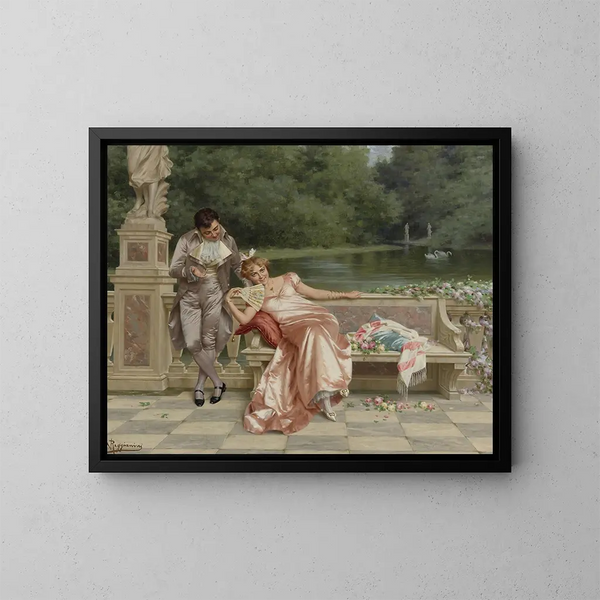 La flirtation - Vittorio Reggianini — indrammet kunstværk på væggen