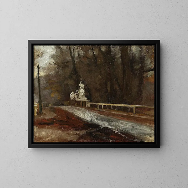 Pont med Sobieski-statuen ved Agrykola - Władysław Podkowiński — indrammet kunstværk på væggen