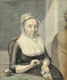 Portrait af en dame med strikning - Warner Horstink — visning af kunstværket