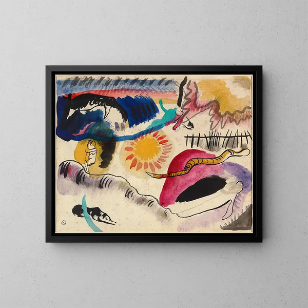Akvarel nr. 3 Have af kærlighed - Wassily Kandinsky — indrammet kunstværk på væggen