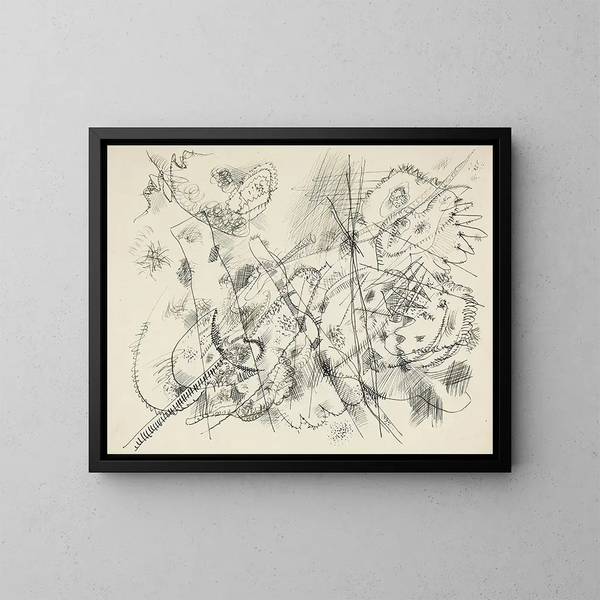 Koncept for en gravure - Wassily Kandinsky — indrammet kunstværk på væggen