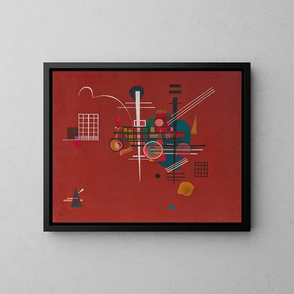 Rødt maleri døv - Wassily Kandinsky — indrammet kunstværk på væggen