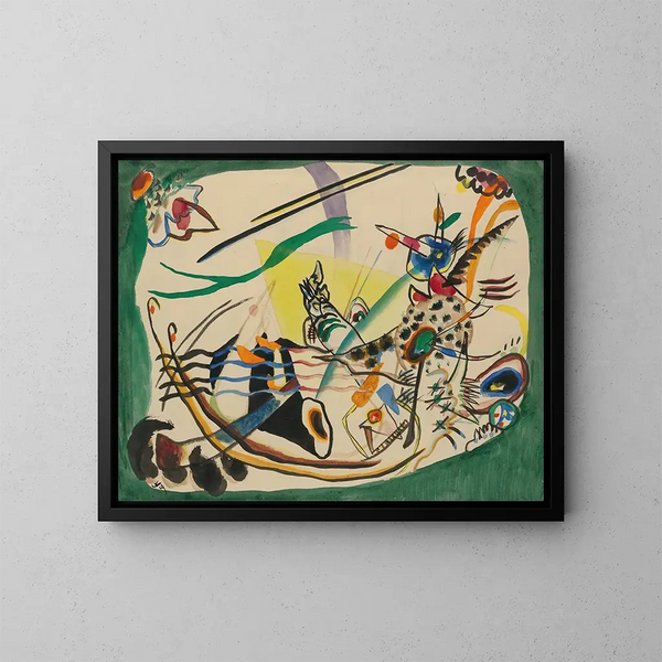 Studie til grøn kant - Wassily Kandinsky — indrammet kunstværk på væggen