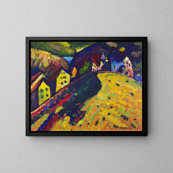 Huse i Murnau - Wassily Kandinsky — indrammet kunstværk på væggen
