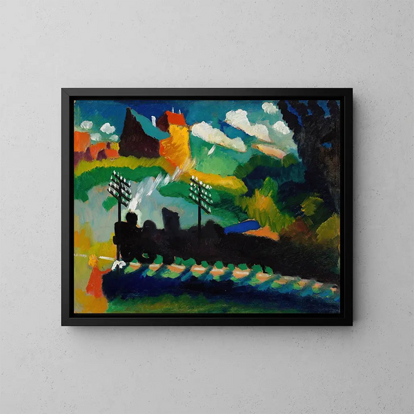 Jernbane nær Murnau - Wassily Kandinsky — indrammet kunstværk på væggen