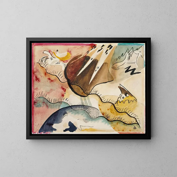 Landskab med regn - Wassily Kandinsky — indrammet kunstværk på væggen