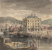 Weymouth-maleri med figurer, ekspedition og udsigt over Custom House - John Henderson — visning af kunstværket
