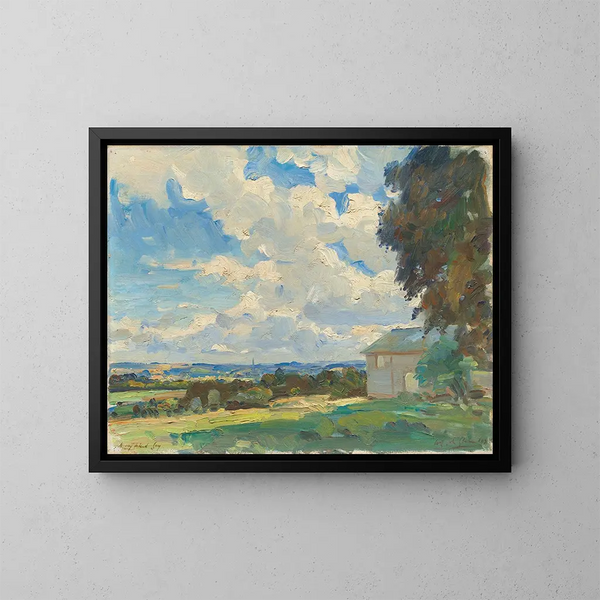 La cathédrale de Salisbury depuis un champ au-dessus de Wilton - Wilfrid Gabriel de Glehn — indrammet kunstværk på væggen