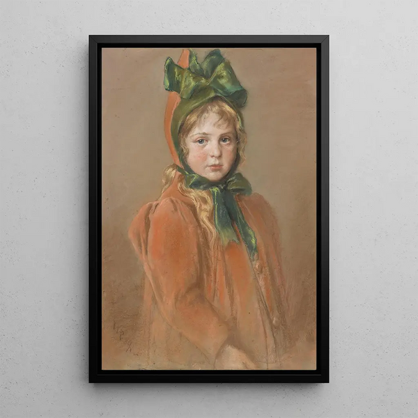 Wilhelm Carl Ruber - Mdchenportrt mit grner Schleife Die Tochter des Knstlers.webp