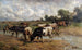 Troupeau de bovins à un point d'eau dans un paysage vaste - Wilhelm Frey — visning af kunstværket