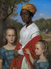 Portrait af de to piger af Otto Marstrand og deres antillanske barnepige Justina Antoine i Frederiksbergs haver nær København - Wilhelm Marstrand — visning af kunstværket