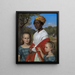 Portrait af de to piger af Otto Marstrand og deres antillanske barnepige Justina Antoine i Frederiksbergs haver nær København - Wilhelm Marstrand — indrammet kunstværk på væggen