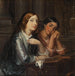 Femininte kvinder i en kirke, skitse til et maleri med samme titel, 1854 - Wilhelm Marstrand — visning af kunstværket