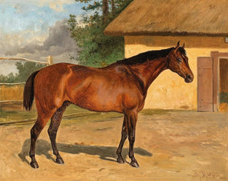 Wilhelm Richter - Bay Horse on the Paddock.webp