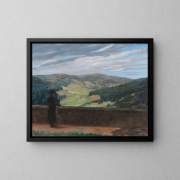 Vue sur l'Odenwald - Wilhelm Trübner — indrammet kunstværk på væggen