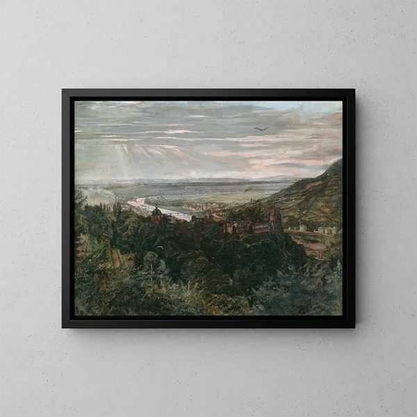 Vue de Heidelberg - Wilhelm Trübner — indrammet kunstværk på væggen