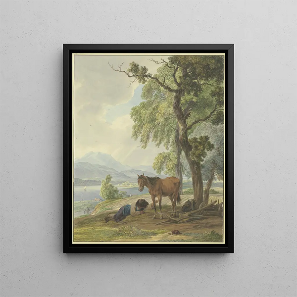 Wilhelm von Kobell - Ruhender Bauer mit seinem Pferd neben dem gepflgten Acker.webp