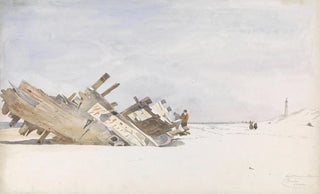 Willem Anthonie van Deventer - Wrakhout op het strand van Renesse te SchouwenDuivenland.webp