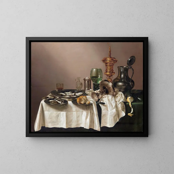 naturtro med en gylden skål - Willem Claesz Heda — indrammet kunstværk på væggen