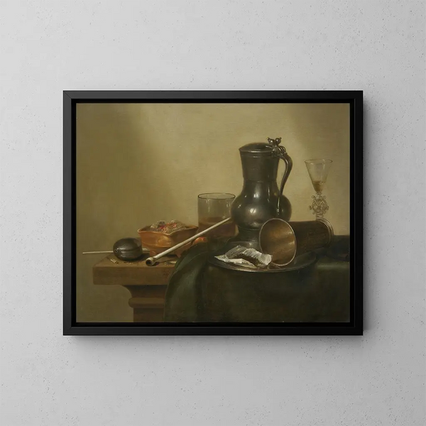 naturtro stillleben med tobak - Willem Claesz Heda — indrammet kunstværk på væggen