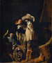 To officerer bliver vist smykker og værdifulde genstande - Willem Cornelisz. Duyster — visning af kunstværket