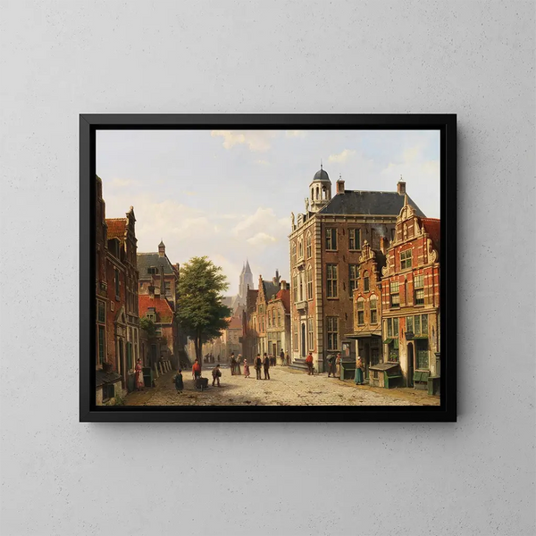 Vue d'une ville hollandaise en été - Willem Koekkoek — indrammet kunstværk på væggen