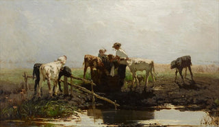 Willem Maris - Calves at a trough.webp