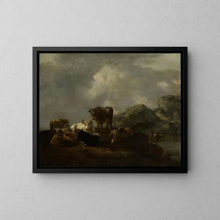 Willem Romeyn - Cattle Resting at a River Crossing.webp