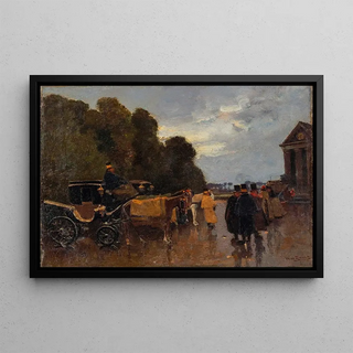 Willem de Zwart - Carriages with waiting drivers near the railway station Hollands Spoor The Hague.webp