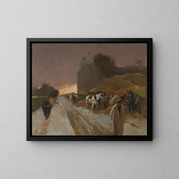 Rue à Montmartre, Paris om vinteren - Willem de Zwart — indrammet kunstværk på væggen