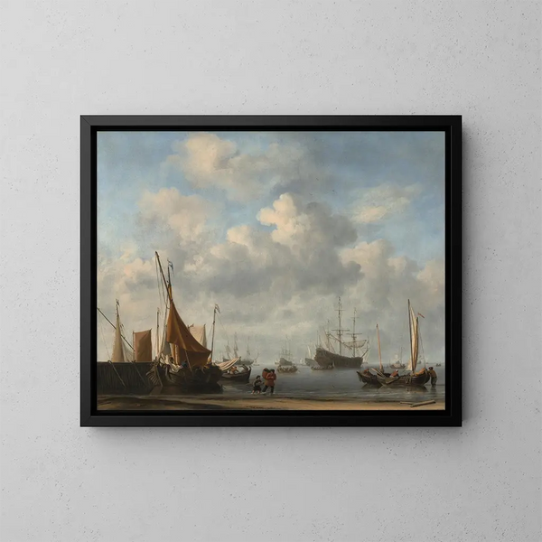 Entrée d'un port néerlandais - Willem van de Velde le Jeune — indrammet kunstværk på væggen