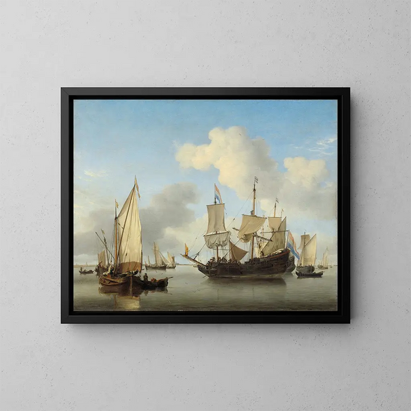 Bateaux au mouillage sur la côte - Willem van de Velde le Jeune — indrammet kunstværk på væggen
