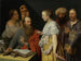 En lærde i sit studie med maskerede figurer, måske en allegori - Willem van der Vliet — visning af kunstværket