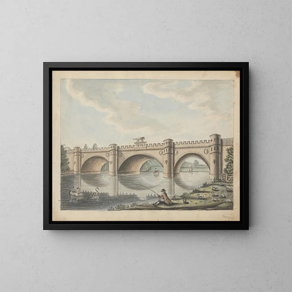 Pont au château d'Alnwick, Northumberland - William Beilby — indrammet kunstværk på væggen
