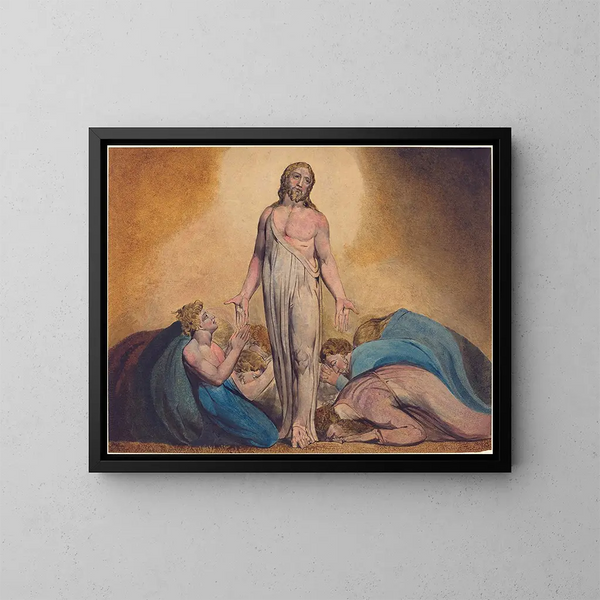 Kristus, der viser sig for sine disciple efter opstandelsen - William Blake — indrammet kunstværk på væggen