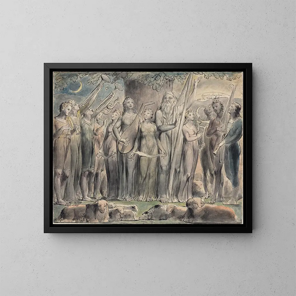 Job og hans familie genoprettet i velstand - William Blake — indrammet kunstværk på væggen