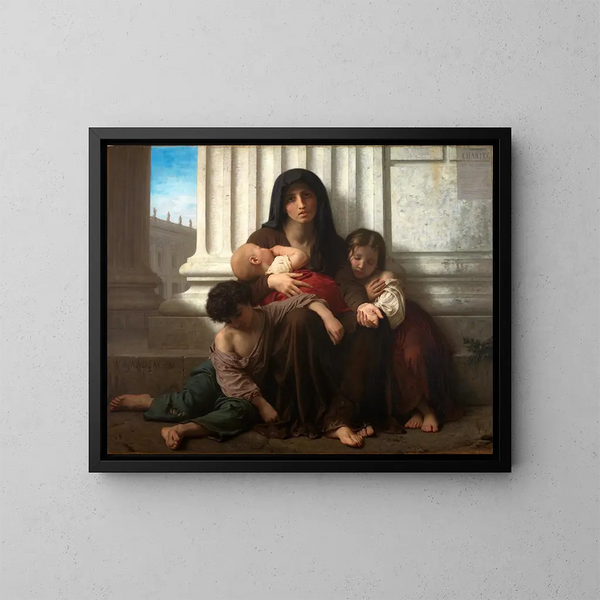 Charité-maleri - William Bouguereau — indrammet kunstværk på væggen