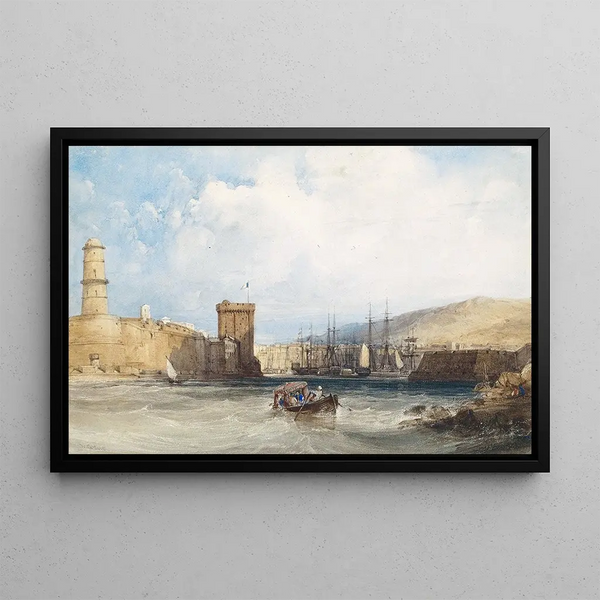 L'Entrée du port de Marseille - William Callow — indrammet kunstværk på væggen