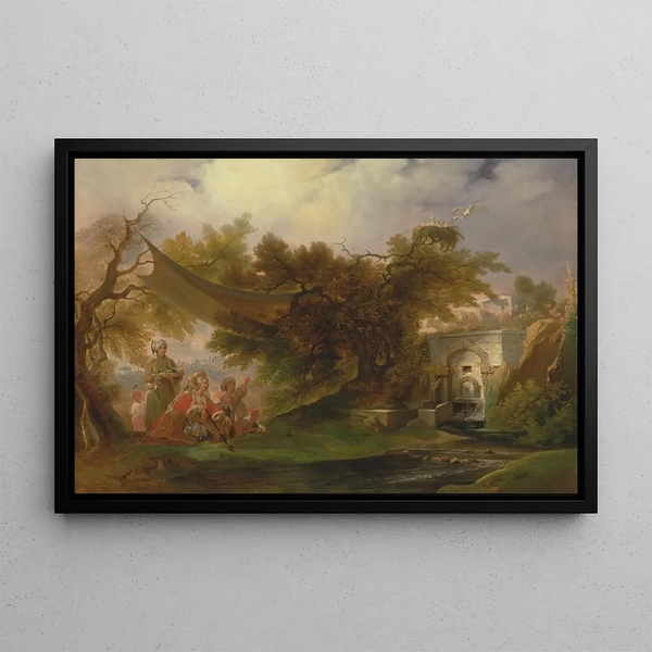 William Daniell - Indian Landscape with Figures near a Stream.webp