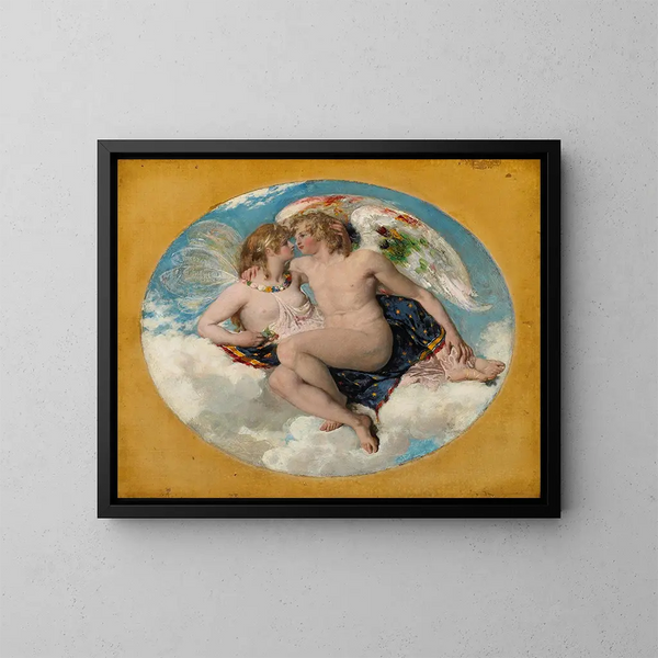 Cupidon og Psyche - William Etty — indrammet kunstværk på væggen